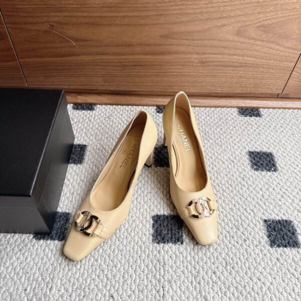 Chanel Square Toe CC Buckle Pump Heels
