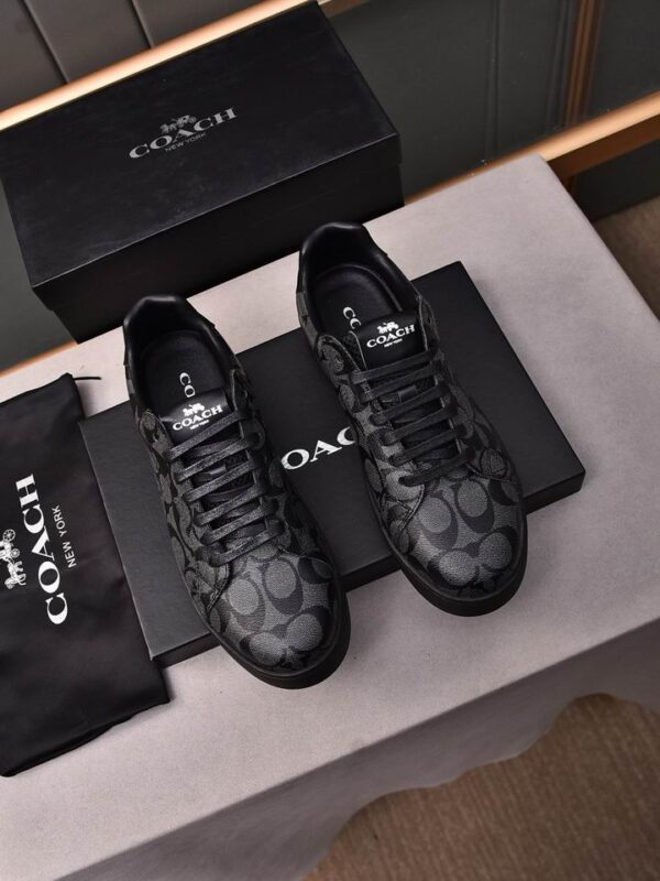 Coach Men's Clip Low Top Sneakers With Signature Monogram Pattern In 2 Colors