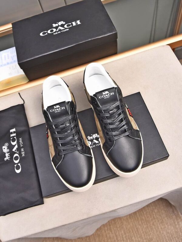 Coach Clip Low Top Sneakers With Embroidered Mouse Graphic & Bold Red Lettering In 2 Colors
