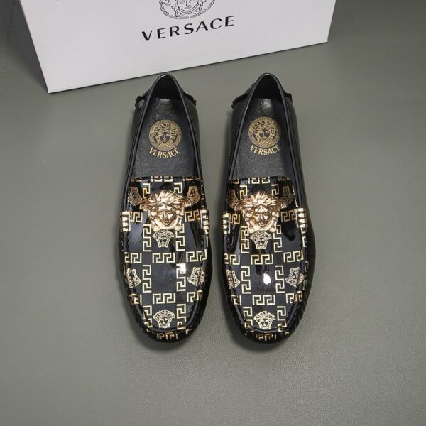 Versace Medusa Greca Print Leather Loafers