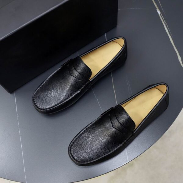 Versace Medusa Pebbled Leather Penny Driver Loafers