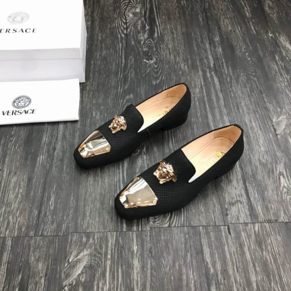Versace Medusa Lizard Effect Metal Toe Loafers