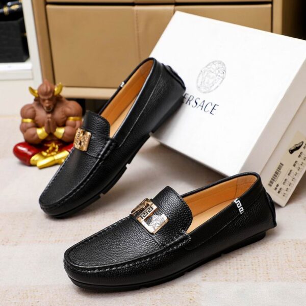 Versace Medusa Greca Hardware Pebbled Loafers
