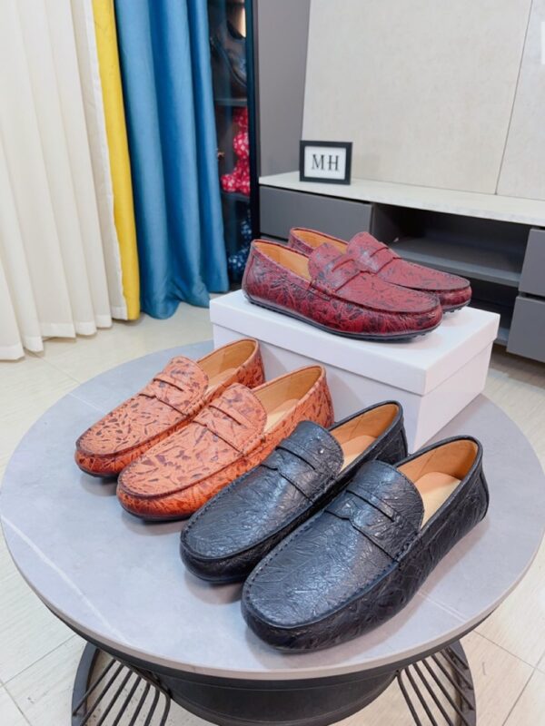 Versace Intrecciato Textured Penny Driver Loafers
