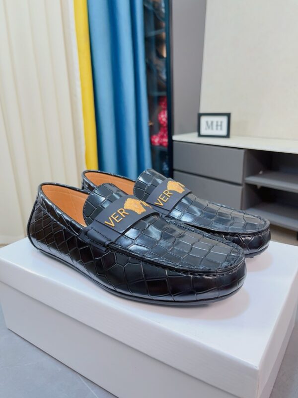 Versace Croc Effect Men's Leather Driver Loafers