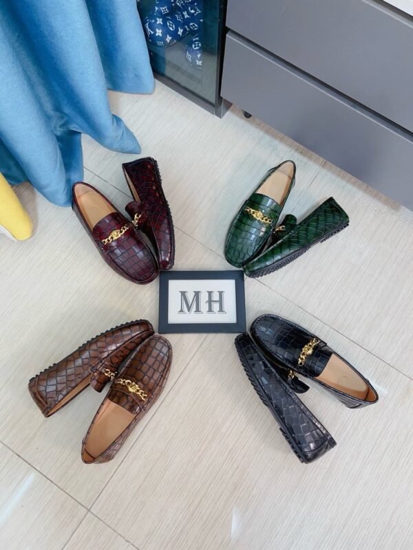 Versace Medusa Chain Croc Effect Driver Loafers