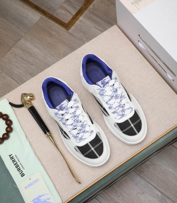 Burberry Women's Leather & Check Canvas Low Top Sneakers In 2 Colors