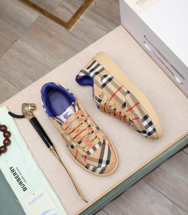 Burberry All Over Knight Check Canvas Low Top Sneakers In Different Colors