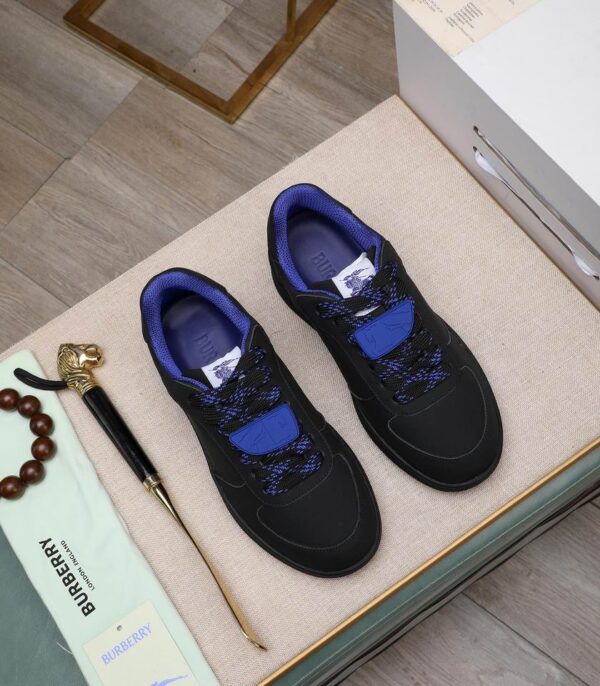 Burberry Leather Equestrian Knight Design Sneakers In 2 Colors