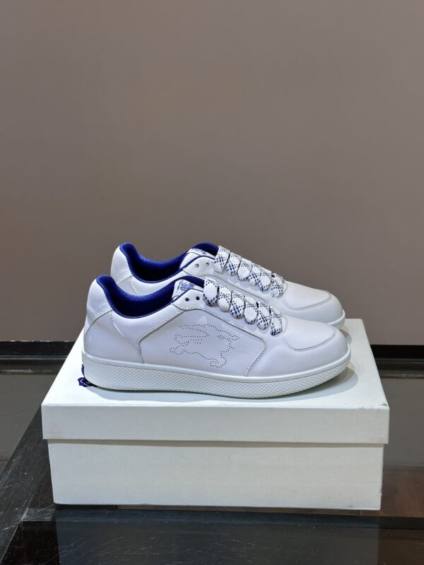 Burberry Perforated Leather Low Top Sneakers with EKD Logo In 2 Colors