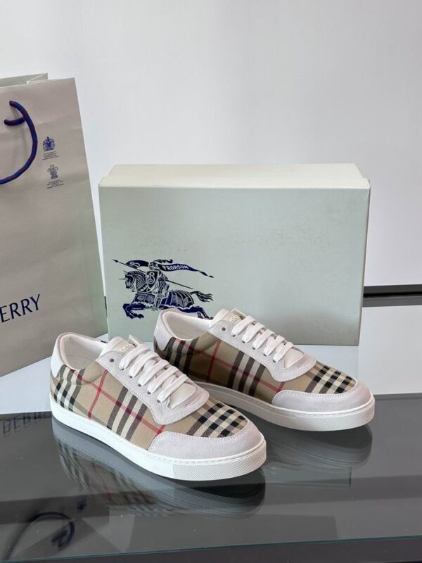 Burberry Vintage Check Canvas & Suede Low Top Sneakers