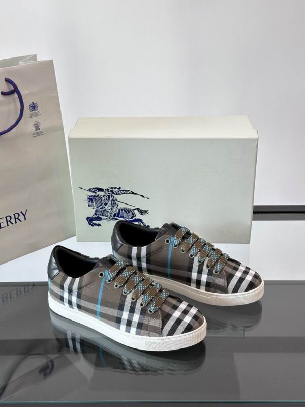 Burberry Check Canvas & Leather Low Top Sneakers