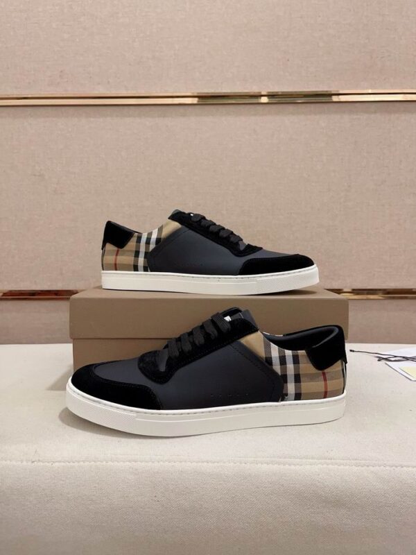 Burberry Smart Casual Suede & Leather Check Low Top Sneakers In Different Colors