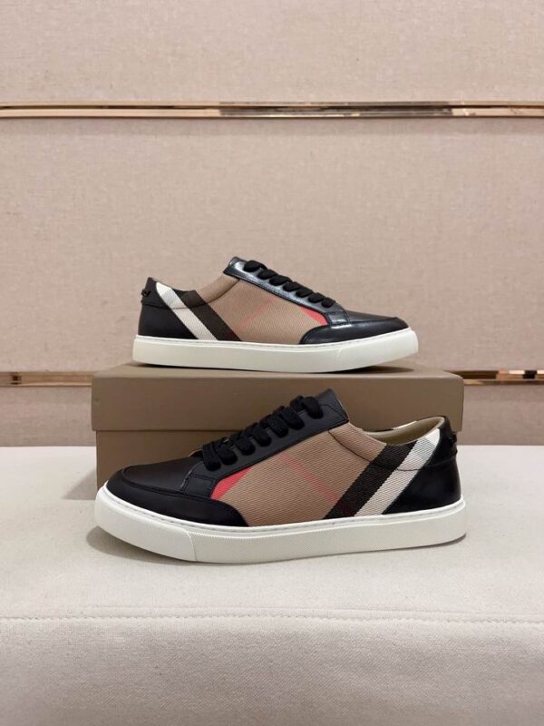 Burberry Leather & House Check Canvas Low Top Sneakers In Different Colors