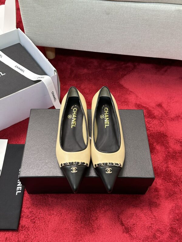 Chanel Interlocking CC Chain Cap Toe Pointed Toe Flats In Different Colors
