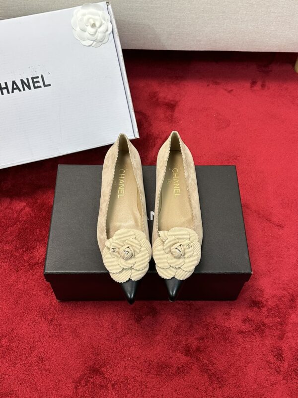 Chanel Corduroy Camellia Pointed Toe CC Ballerina Flats In Different Colors