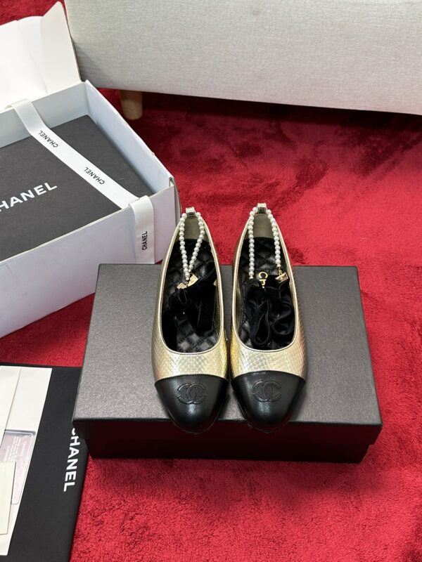 Chanel Metallic Mesh Quilted Cap Toe Pearl Chain Mary Jane Flats In Different Colors