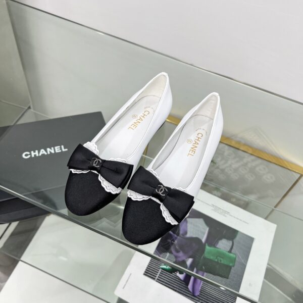 Chanel Grosgrain Lace Bow Cap Toe Ballerina Flats In Different Colors