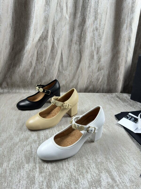 Chanel Ornate Filigree Button Mary Jane Pump Heels In Different Colors