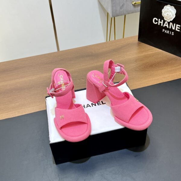 Chanel Ribbed Canvas Block Heels In Different Colors