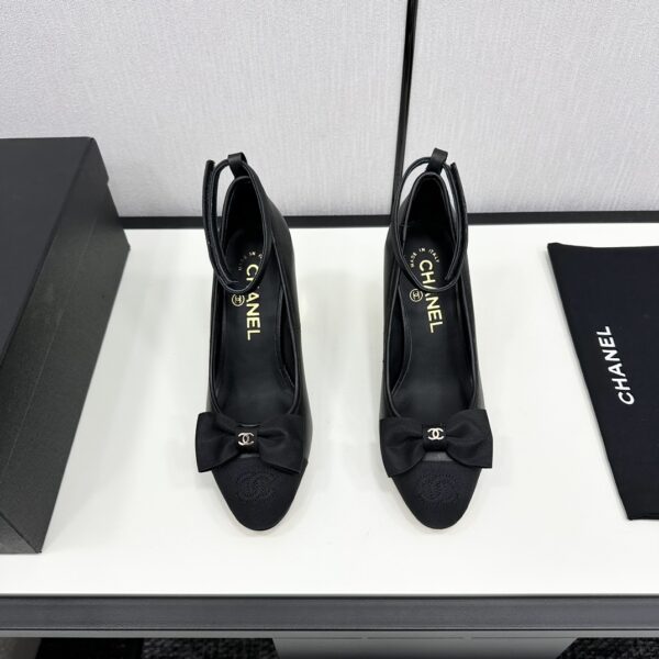 Chanel Grosgrain Cap Toe CC Bow Metallic Heels In Different Colors
