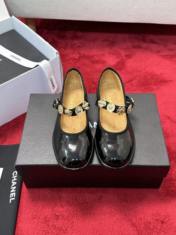 Chanel Patent Leather Jewel Accent Mary Jane Flats In Different Colors
